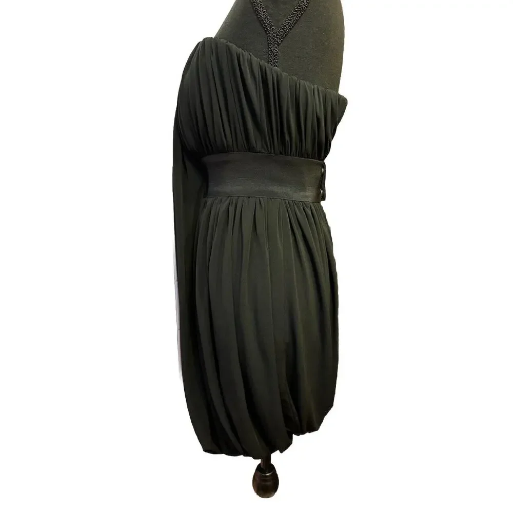 All Saints Dress 4 LBD Little Black Statement Dress Balloon Skirt Drape Front - Picture 3 of 7